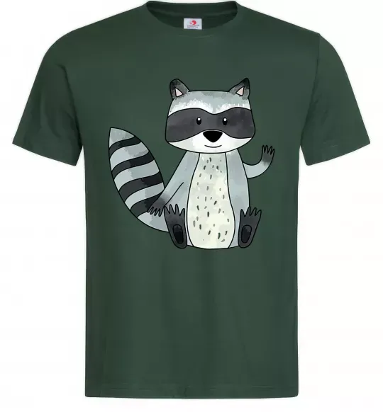 Чоловіча футболка Say hi to racoon Темно-зелений фото