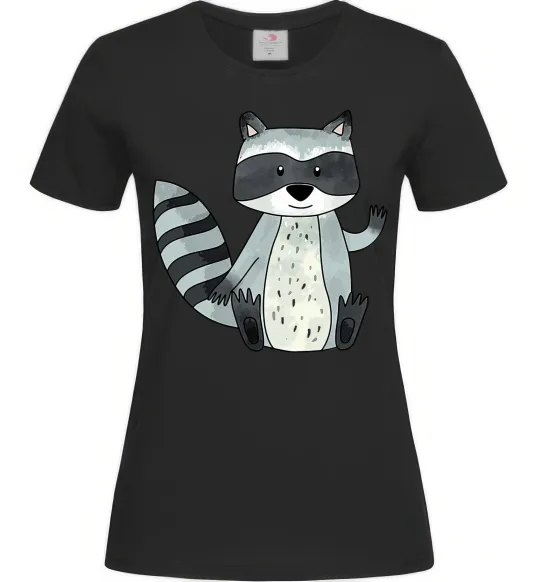 Жіноча футболка Say hi to racoon Чорний фото