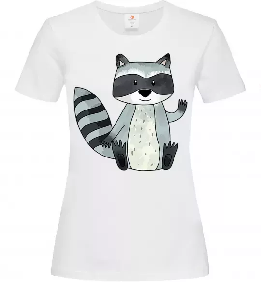 Жіноча футболка Say hi to racoon Білий фото