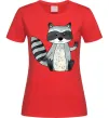 Жіноча футболка Say hi to racoon Червоний Жіноча футболка Say hi to racoon Червоний фото