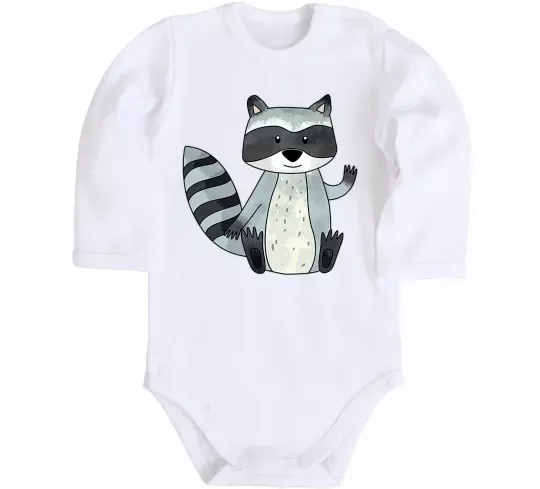 Детский боди Say hi to racoon Белый фото