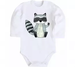 Детский боди Say hi to racoon Белый фото