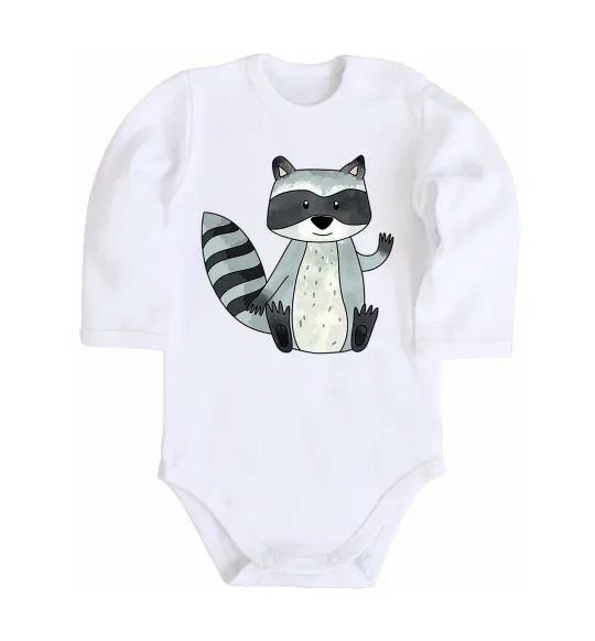 Дитячий бодік Say hi to racoon Білий фото