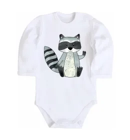 Детский боди Say hi to racoon Белый фото