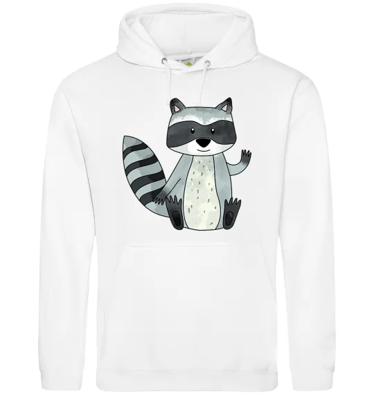 Мужская толстовка (худи) Say hi to racoon Белый фото