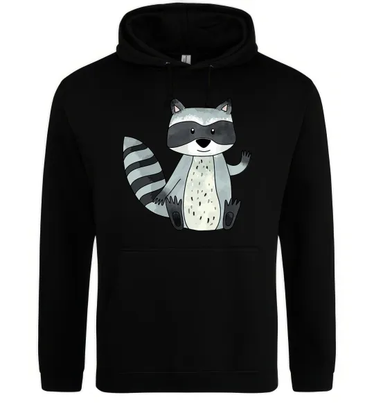 Женская толстовка (худи) Say hi to racoon Черный фото