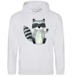 Женская толстовка (худи) Say hi to racoon Серый меланж фото