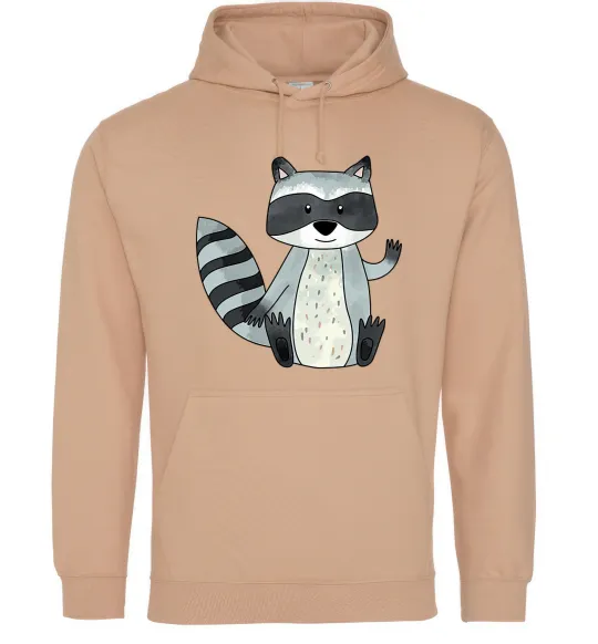 Женская толстовка (худи) Say hi to racoon Песочный фото