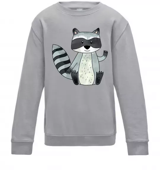 Детский Свитшот Say hi to racoon Серый меланж фото