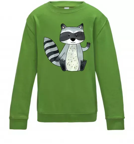 Детский Свитшот Say hi to racoon Лаймовый фото
