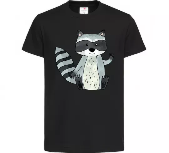 Детская футболка Say hi to racoon Черный фото