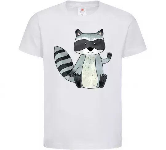 Детская футболка Say hi to racoon Белый фото
