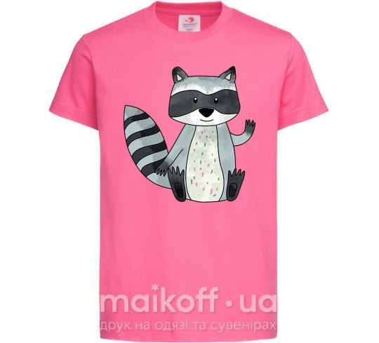 Детская футболка Say hi to racoon Ярко-розовый фото