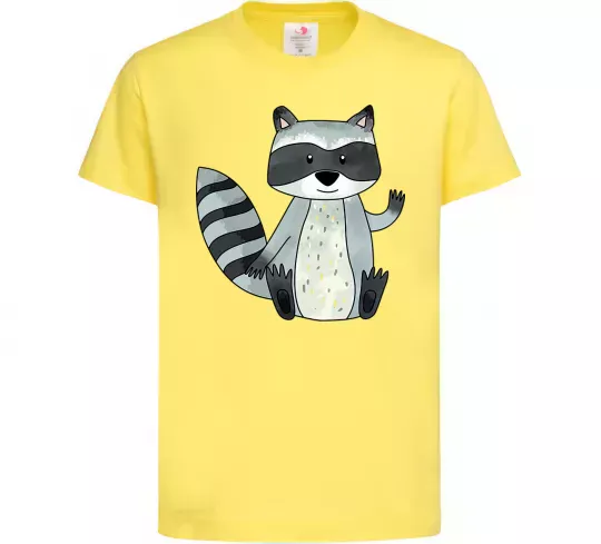 Детская футболка Say hi to racoon Лимонный фото