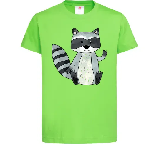 Детская футболка Say hi to racoon Лаймовый фото