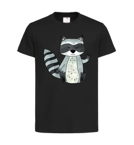 Детская футболка Say hi to racoon Черный фото