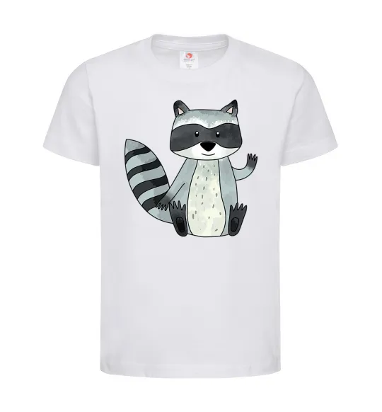 Детская футболка Say hi to racoon Белый фото