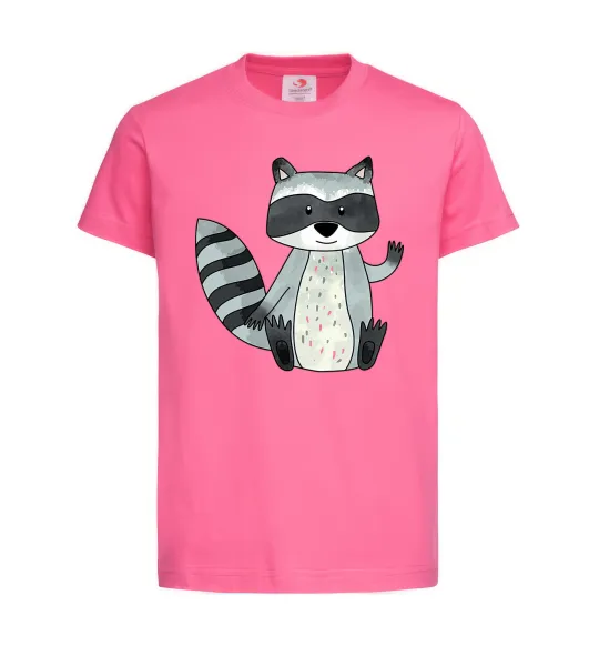 Детская футболка Say hi to racoon Ярко-розовый фото