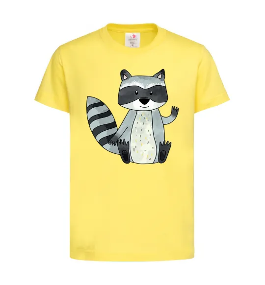 Детская футболка Say hi to racoon Лимонный фото