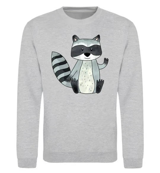 Світшот Say hi to racoon Сірий меланж фото