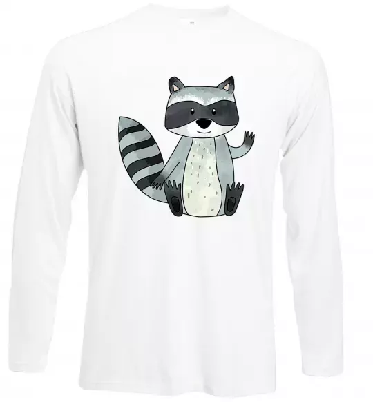 Лонгслив Say hi to racoon Белый фото