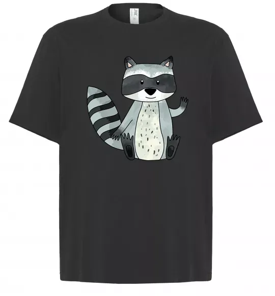 Футболка Оверсайз Say hi to racoon Черный фото