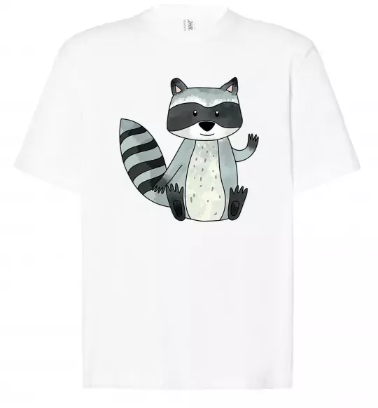 Футболка Оверсайз Say hi to racoon Белый фото