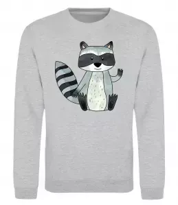 Світшот Say hi to racoon Сірий меланж фото