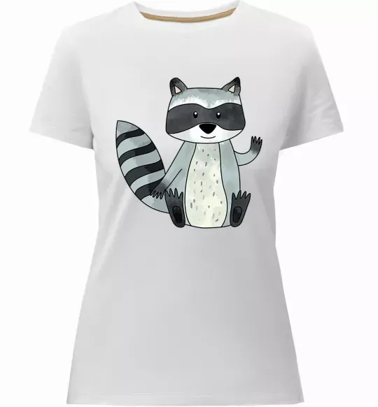 Жіноча преміум футболка Say hi to racoon Білий фото