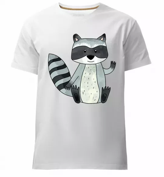 Мужская премиум футболка Say hi to racoon Белый фото