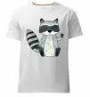 Мужская премиум футболка Say hi to racoon Белый фото