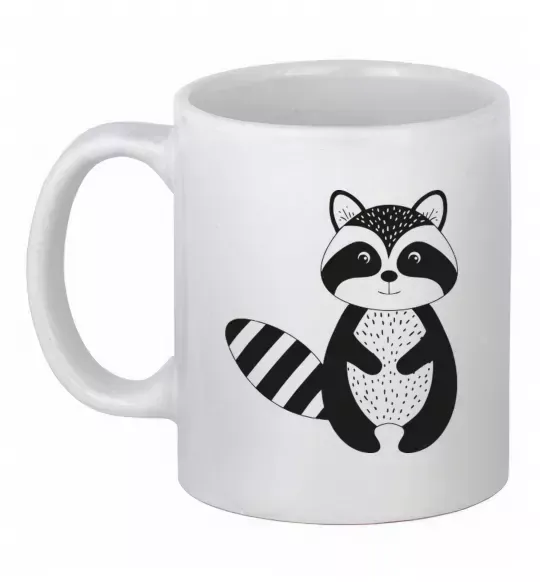 Чашка керамическая Маленький єнот чорний Белый фото