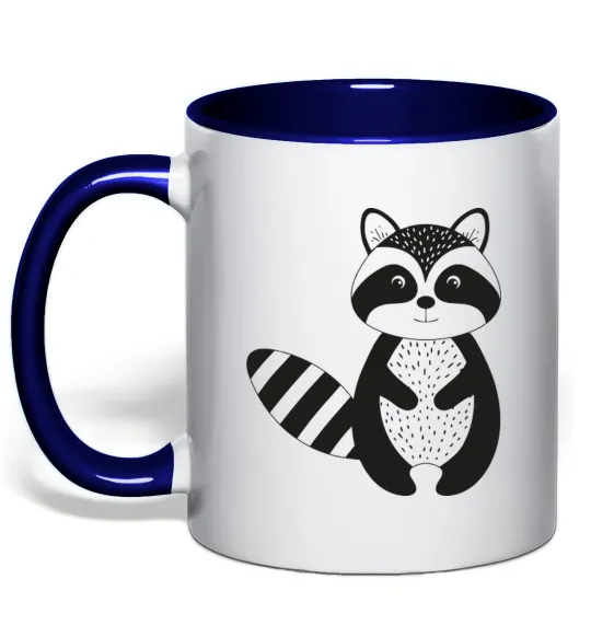 Чашка з кольоровою ручкою Маленький єнот чорний Глибокий темно-синій фото