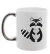 Чашка з кольоровою ручкою Маленький єнот чорний Срібло фото