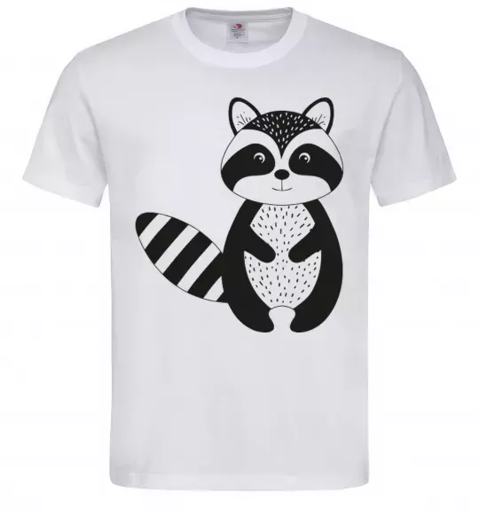 Чоловіча футболка Маленький єнот чорний Білий фото