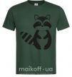 Мужская футболка Маленький енот черный Темно-зеленый фото