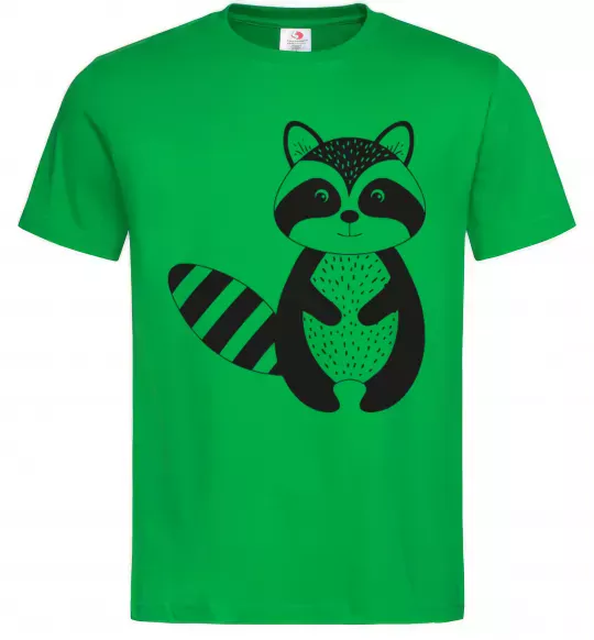 Чоловіча футболка Маленький єнот чорний Зелений фото