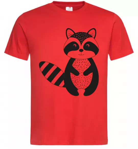 Чоловіча футболка Маленький єнот чорний Червоний фото