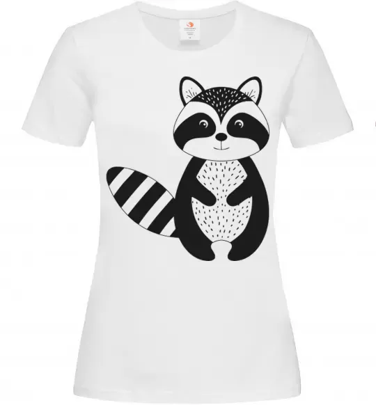 Женская футболка Маленький єнот чорний Белый фото