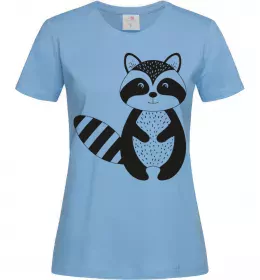 Женская футболка Маленький єнот чорний Голубой фото