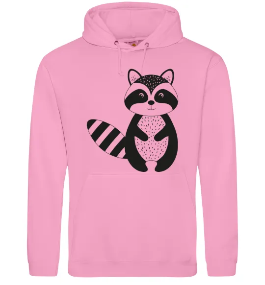 Мужская толстовка (худи) Маленький єнот чорний Розовый фото