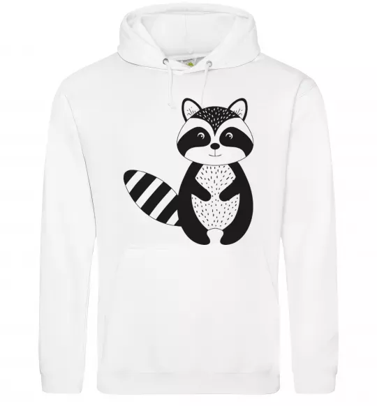 Чоловіча толстовка (худі) Маленький єнот чорний Білий фото