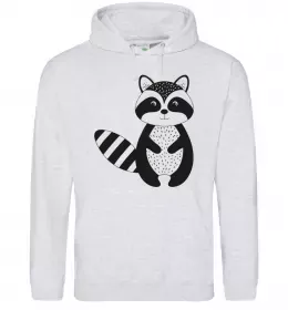 Мужская толстовка (худи) Малюнок єнота Серый меланж фото