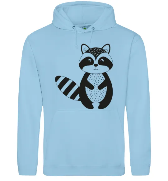 Мужская толстовка (худи) Маленький єнот чорний Голубой фото
