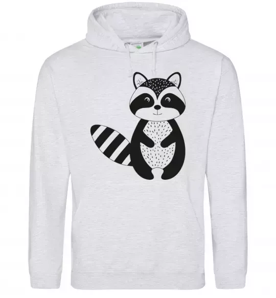 Жіноча толстовка (худі) Маленький єнот чорний Сірий меланж фото