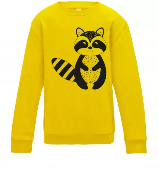 Детский Свитшот Маленький єнот чорний Солнечно желтый фото