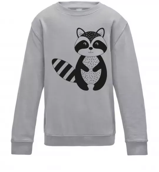 Детский Свитшот Маленький єнот чорний Серый меланж фото