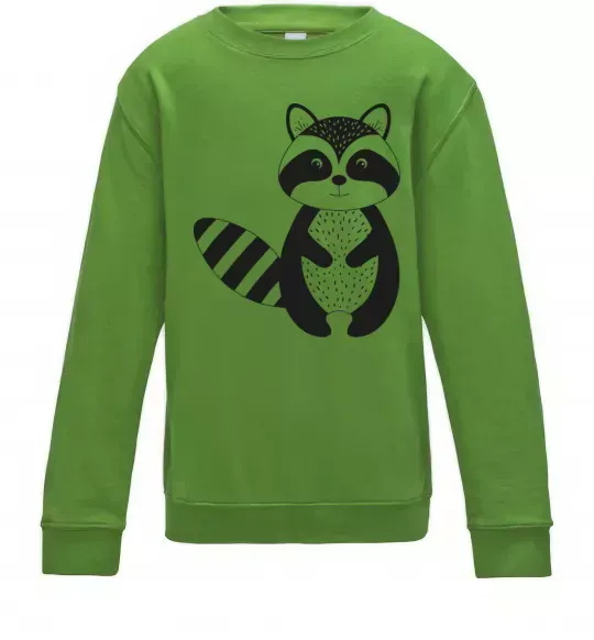 Детский Свитшот Маленький єнот чорний Лаймовый фото