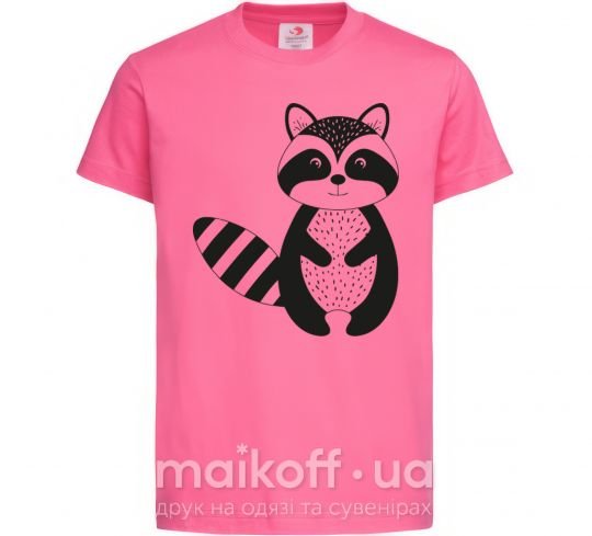 Детская футболка Маленький енот черный Ярко-розовый фото