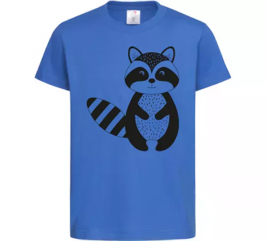 Детская футболка Маленький єнот чорний Ярко-синий фото